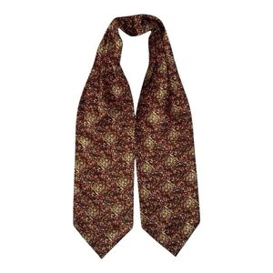 NINA RICCI Mens 100% Silk Ascot Cravat LUXURY VNTG Brown Gold Blue Neck Tie RARE